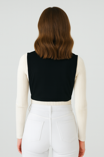 Turtleneck Sleeveless Neck Collar - White