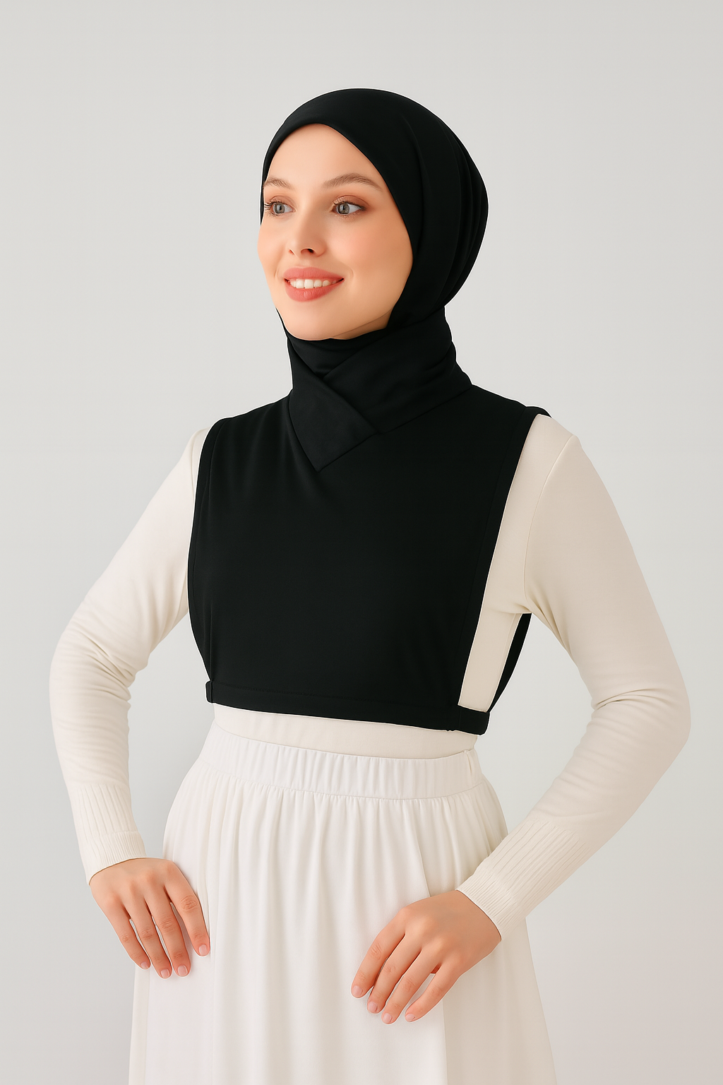 Turtleneck Sleeveless Neck Collar - White