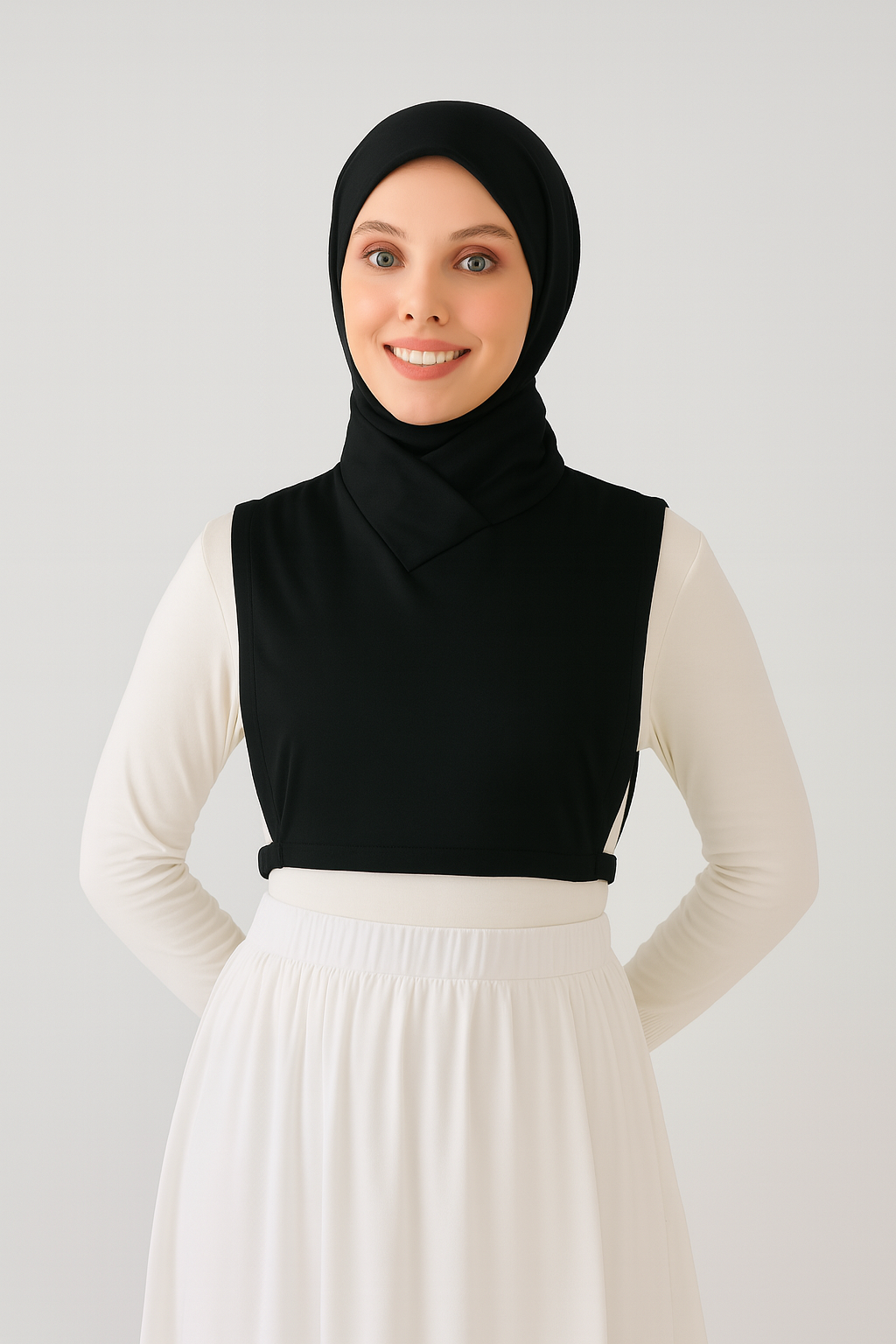 Turtleneck Sleeveless Neck Collar - White
