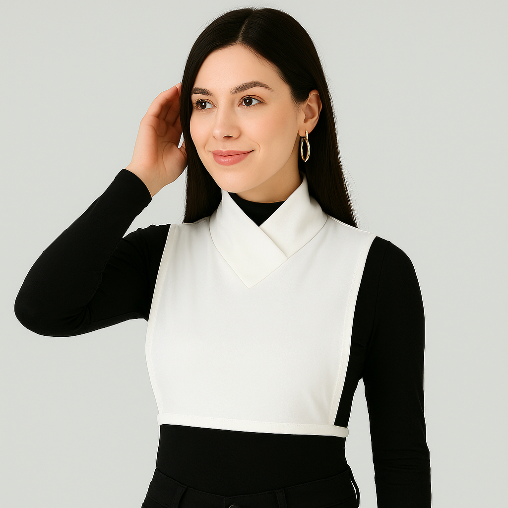 Tesettür boyunluk ve kolluk seti modern minimal kombin görünümü