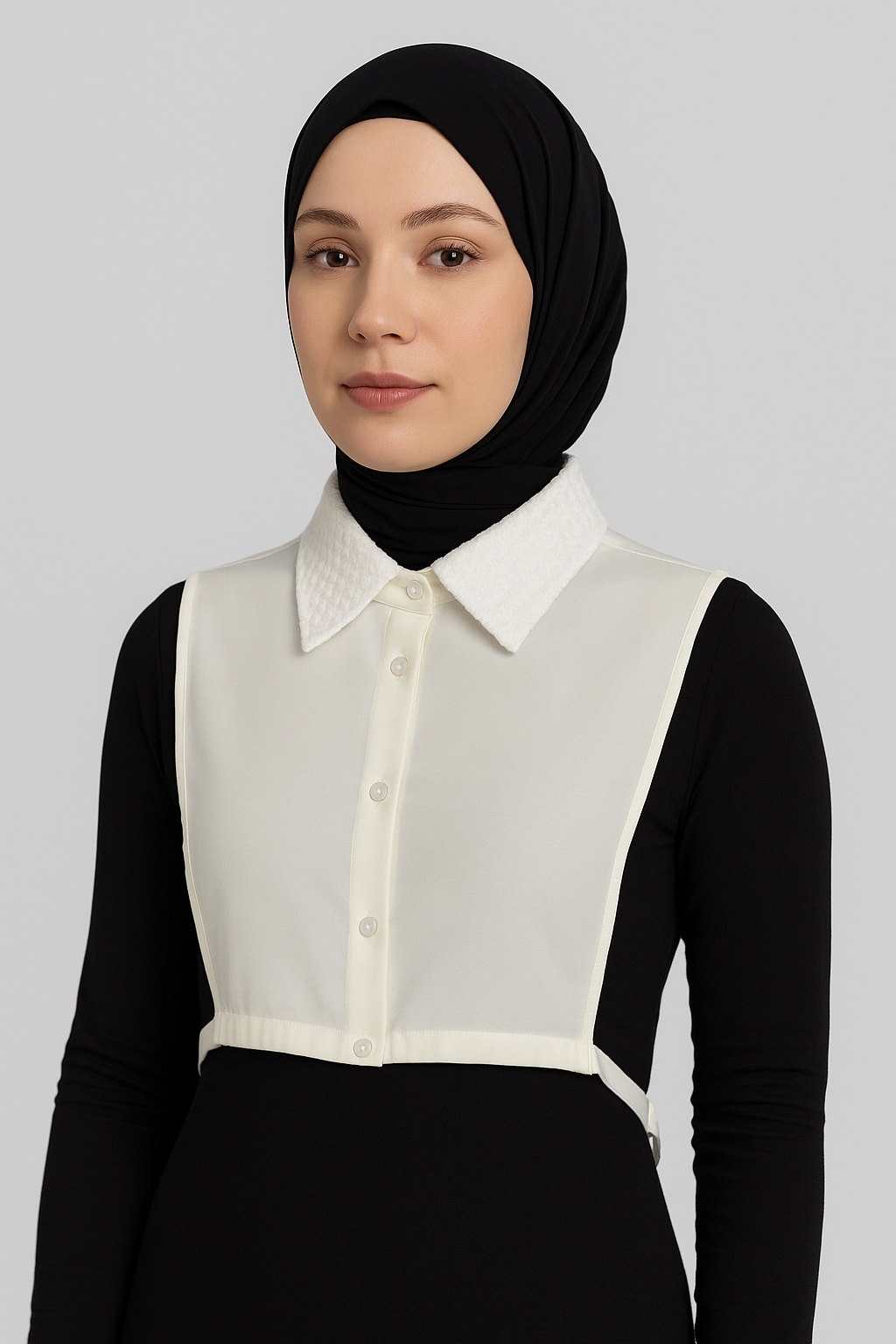 Dantel Yaka Detaylı Gömlek Yakası - Krem