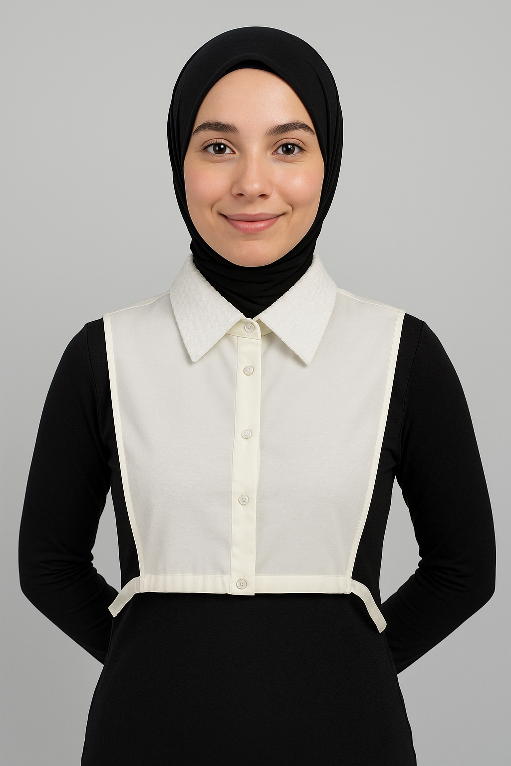 Dantel Yaka Detaylı Gömlek Yakası - Krem