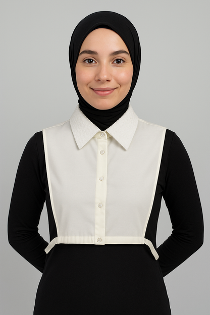 Dantel Yaka Detaylı Gömlek Yakası - Krem