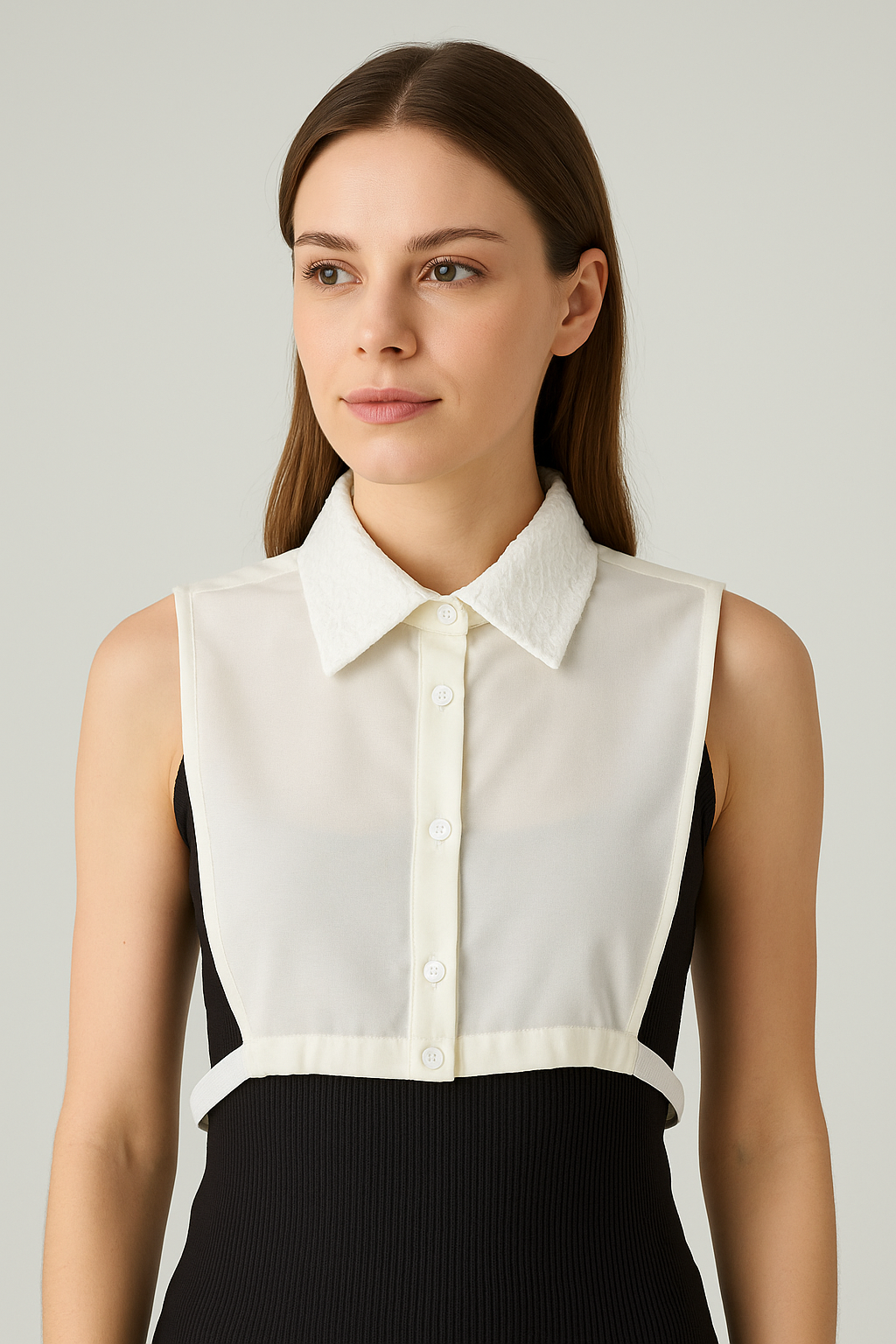 Dantel Yaka Detaylı Gömlek Yakası - Krem