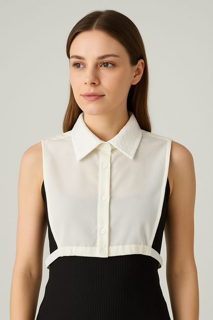 Dantel Yaka Detaylı Gömlek Yakası - Krem