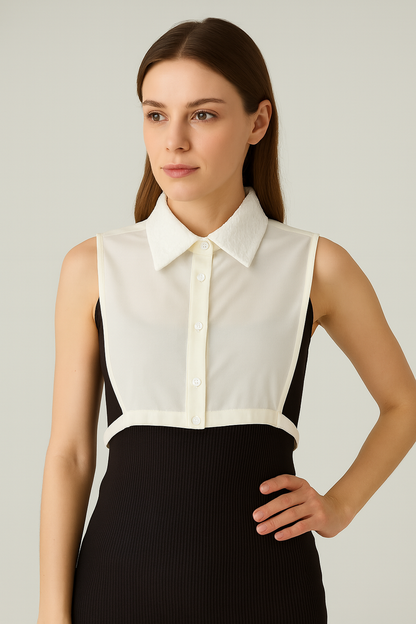 Dantel Yaka Detaylı Gömlek Yakası - Krem