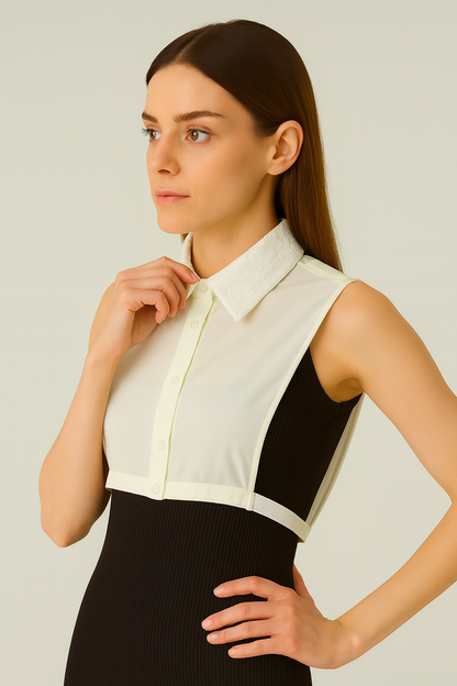 Dantel Yaka Detaylı Gömlek Yakası - Krem