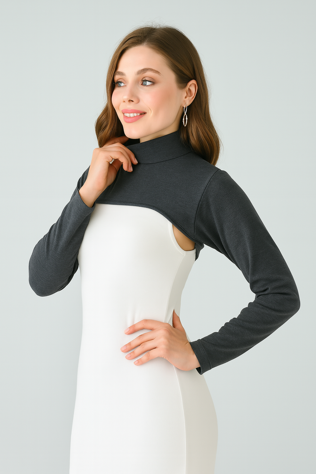 Dik Yaka Boyunluklu Kolluk - Antrasit