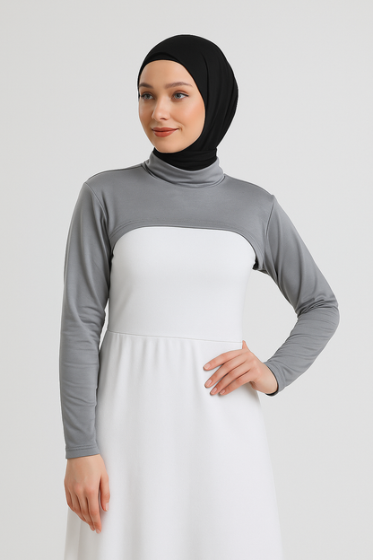 Dik Yaka Boyunluklu Kolluk - Gri