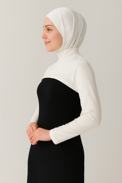 Dik Yaka Boyunluklu Kolluk - Krem