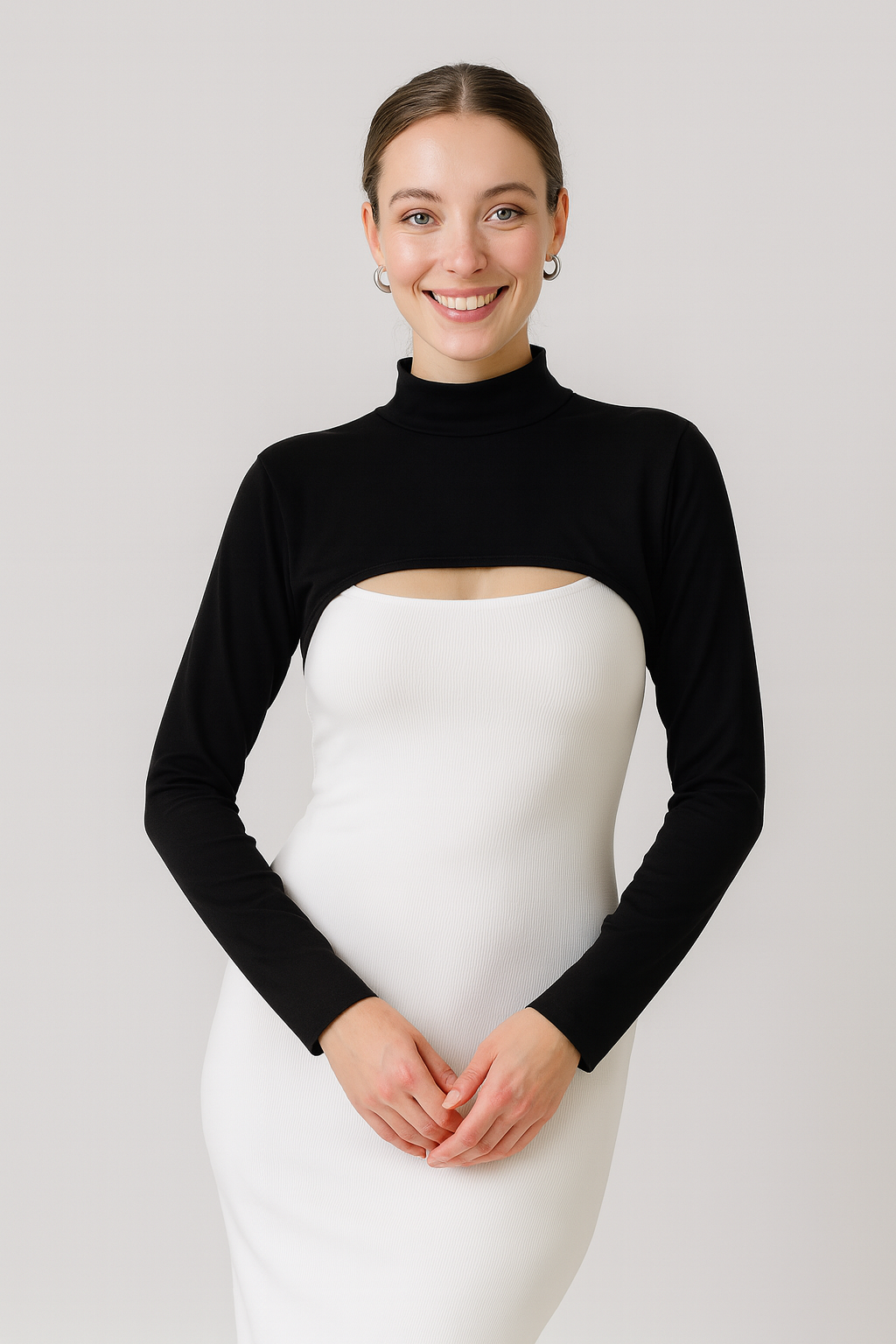 Dik Yaka Boyunluklu Kolluk - Siyah