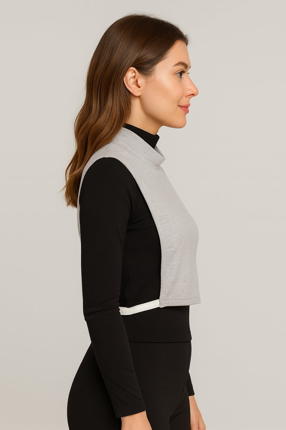 Turtleneck Sleeveless Neck Collar - Gray