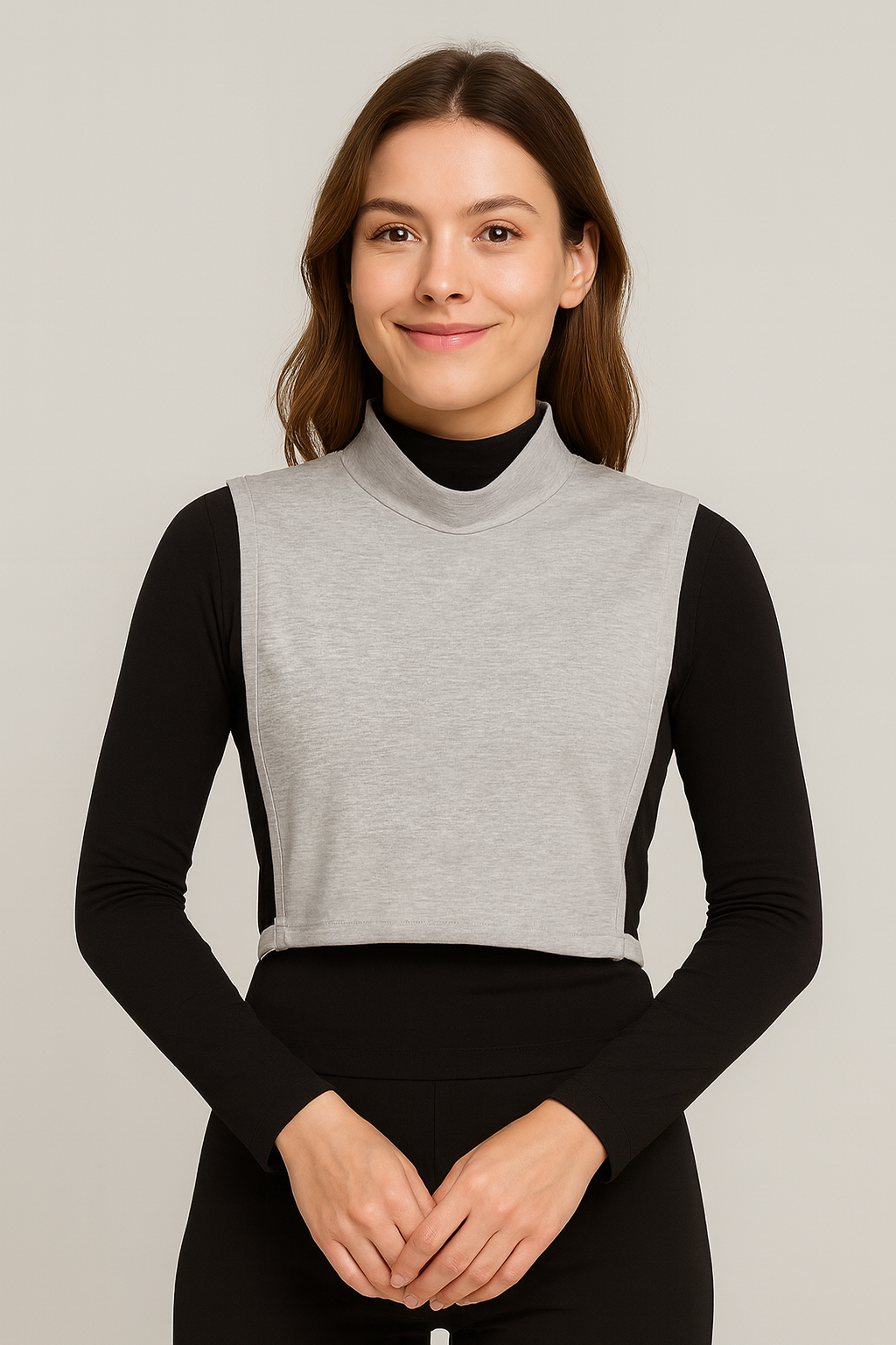 Turtleneck Sleeveless Neck Collar - Gray