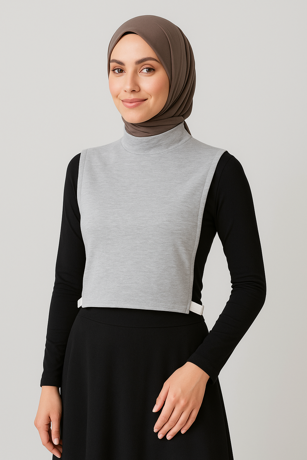 Turtleneck Sleeveless Neck Collar - Gray