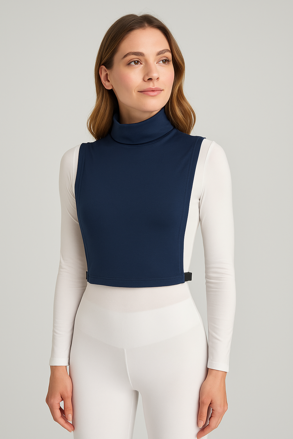 Turtleneck Sleeveless Neck Collar - Navy Blue