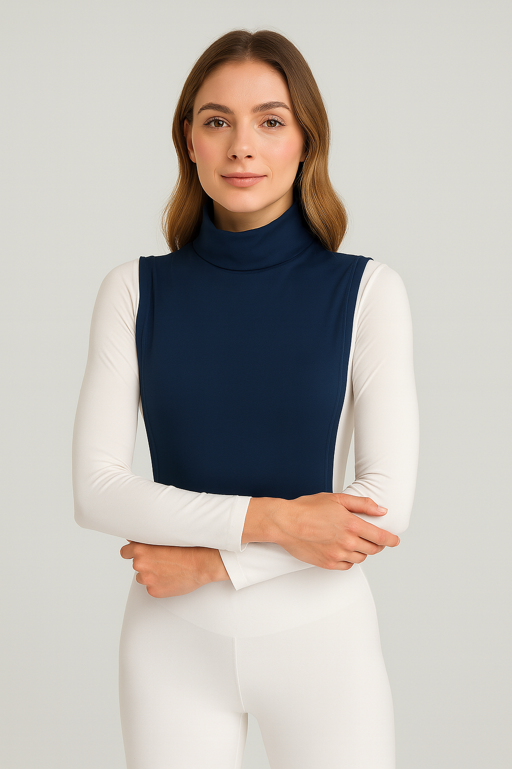 Turtleneck Sleeveless Neck Collar - Navy Blue