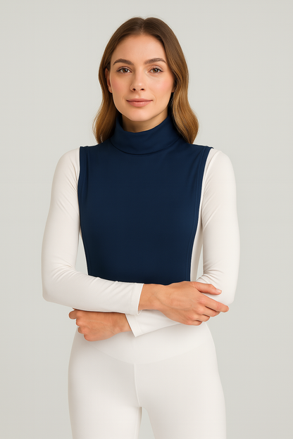 Turtleneck Sleeveless Neck Collar - Navy Blue