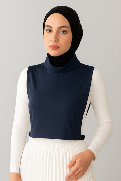 Turtleneck Sleeveless Neck Collar - Navy Blue