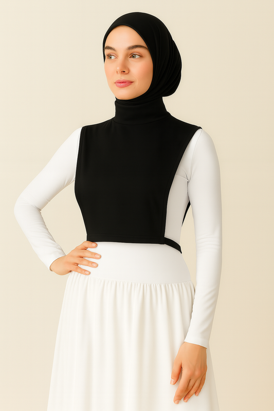 Turtleneck Sleeveless Neck Collar - Black