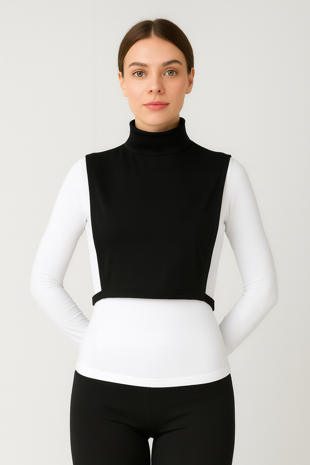 Turtleneck Sleeveless Neck Collar - Black
