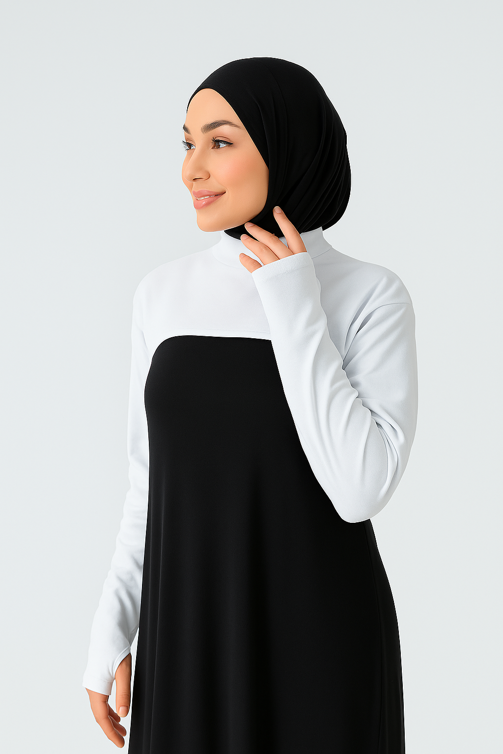 Dik Yaka Parmaklı Boyunluklu Kolluk - Beyaz