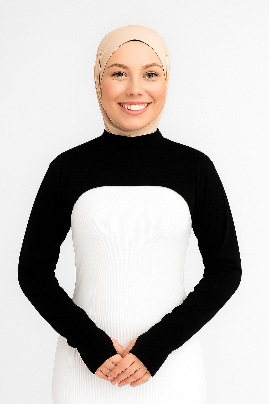 Dik Yaka Parmaklı Boyunluklu Kolluk - Siyah