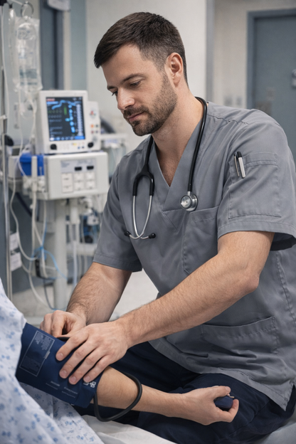 Single Top 4 Pocket Men's Scrubs Jersey - Grey