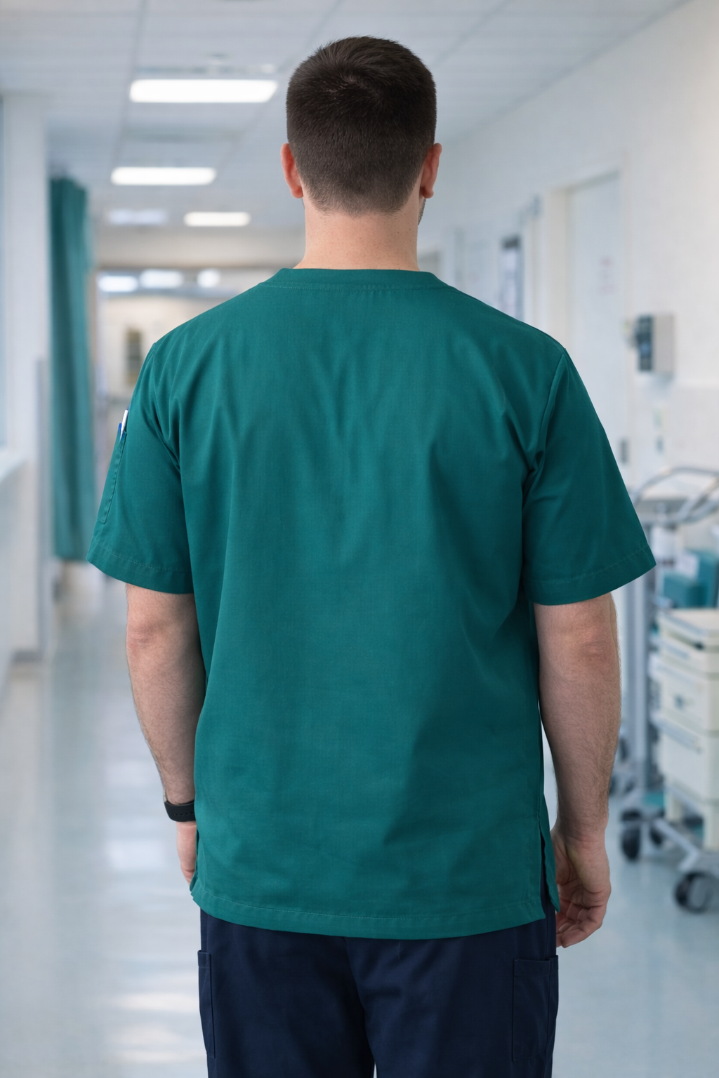 Single Top 4 Pocket Men's Scrubs Jersey - Petrol