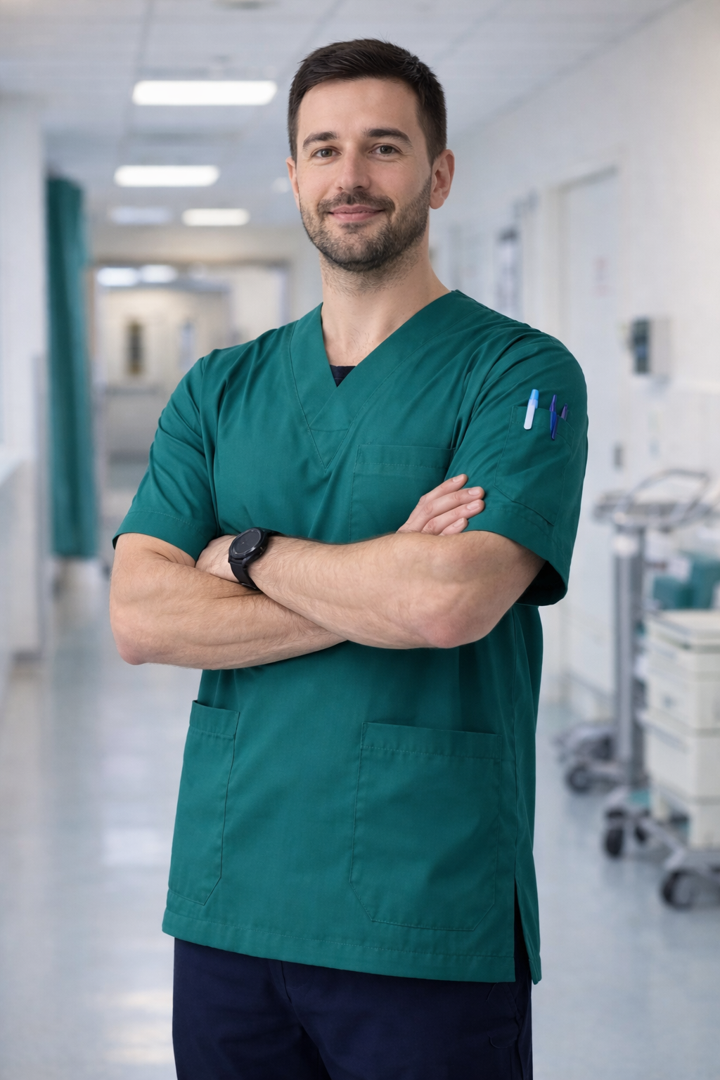 Single Top 4 Pocket Men's Scrubs Jersey - Petrol