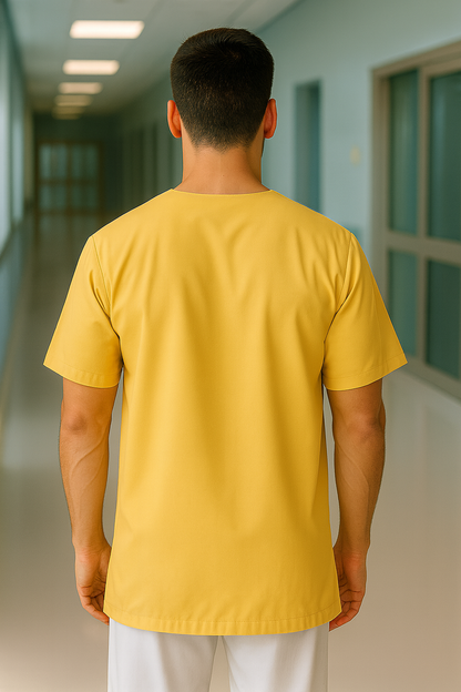 Tek Üst 4 Cepli Erkek Scrubs Forma - Limon