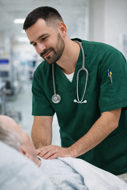 Tek Üst 4 Cepli Erkek Scrubs Forma - Yeşil