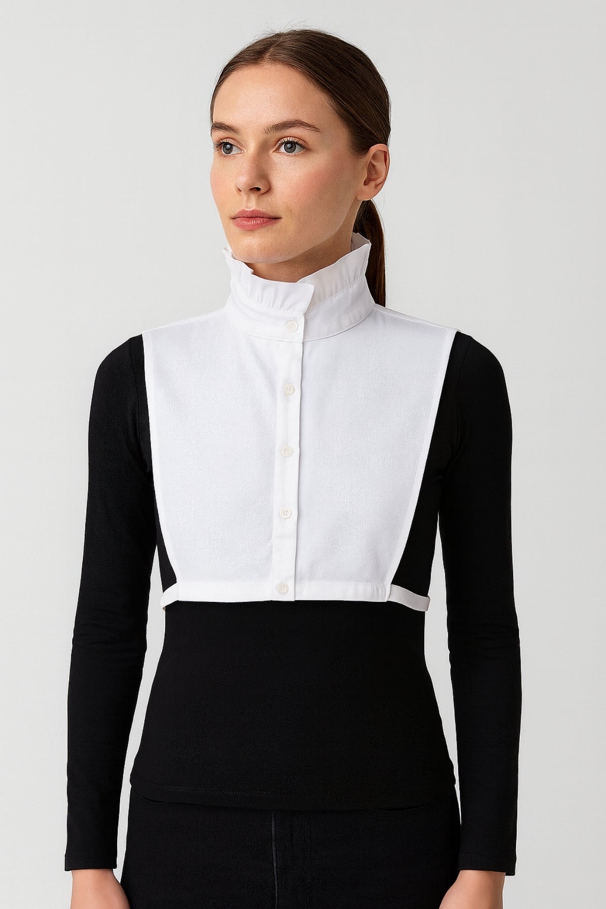 Fransız Stili Uzun Hakim Gömlek Yakası - Beyaz