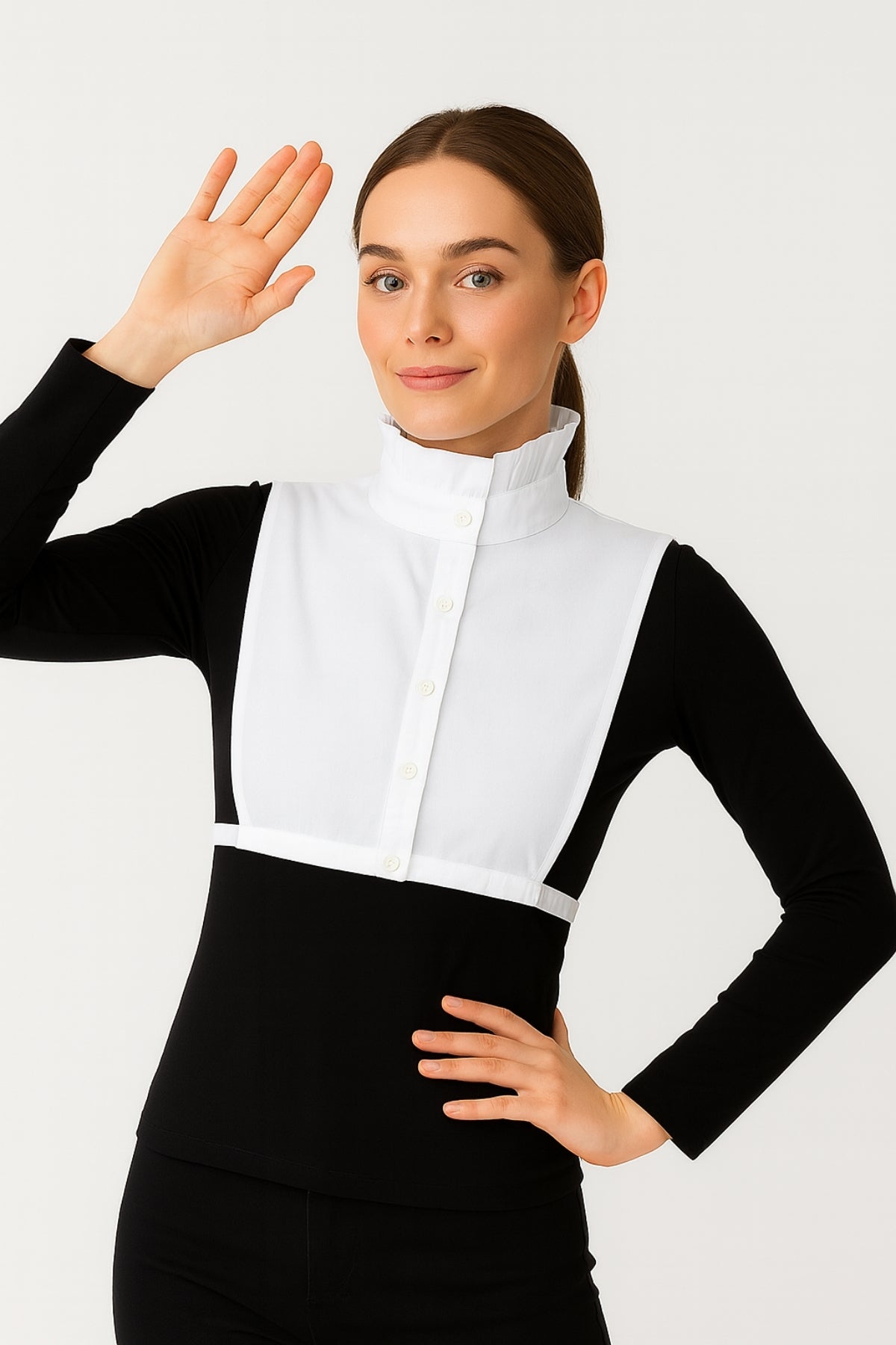 Fransız Stili Uzun Hakim Gömlek Yakası - Beyaz