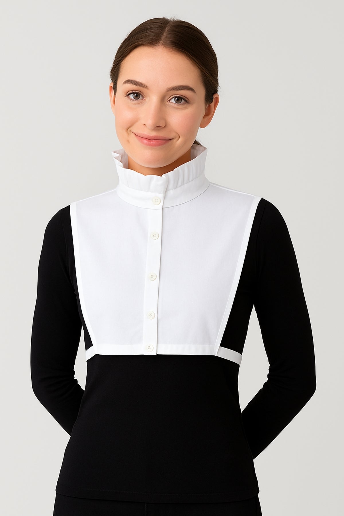 Fransız Stili Uzun Hakim Gömlek Yakası - Beyaz