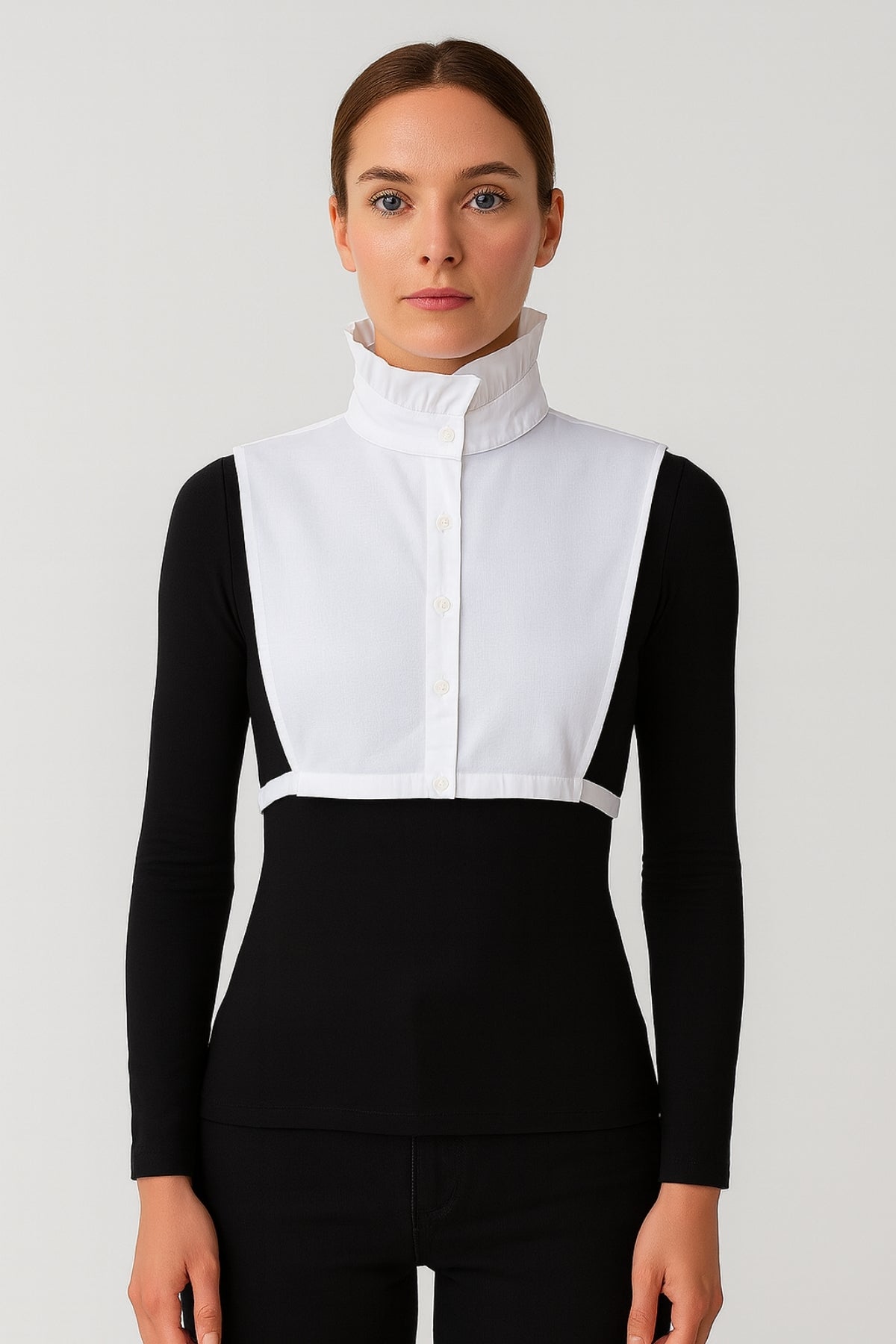 Fransız Stili Uzun Hakim Gömlek Yakası - Beyaz