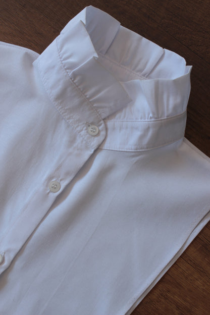 Fransız Stili Uzun Hakim Gömlek Yakası - Beyaz