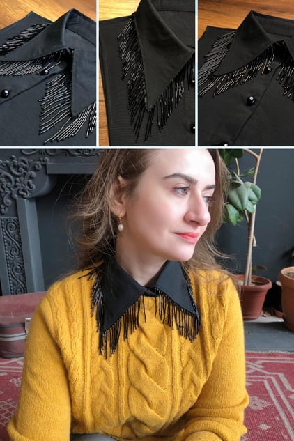 Gece yarısı ışıltısı gömlek yakası - Siyah | Outlet