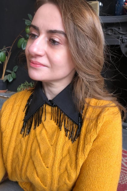 Gece yarısı ışıltısı gömlek yakası - Siyah | Outlet