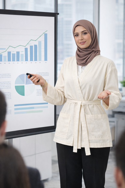 جاكيت كيمونو من القطن الخام - كريمي