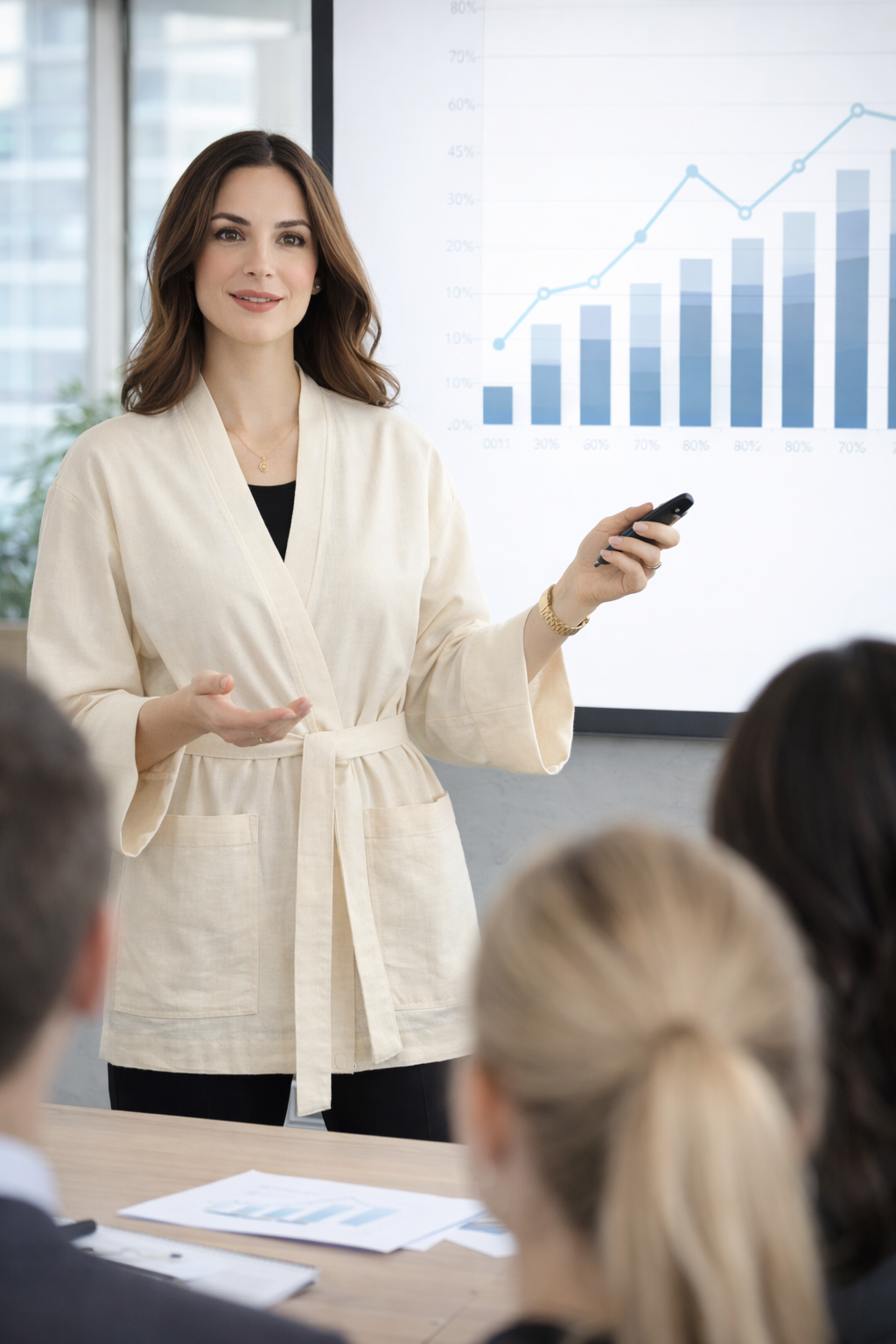 جاكيت كيمونو من القطن الخام - كريمي