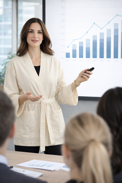 جاكيت كيمونو من القطن الخام - كريمي