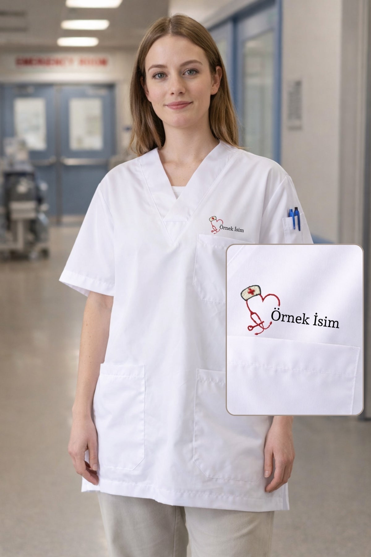 5'li Paket Tek Üst 4 Cepli Scrubs Forma