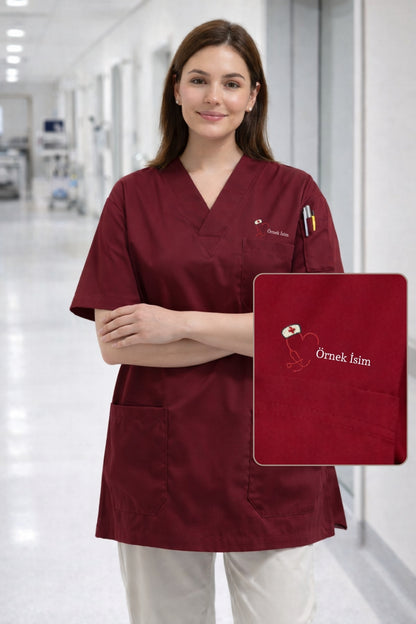 5'li Paket Tek Üst 4 Cepli Scrubs Forma