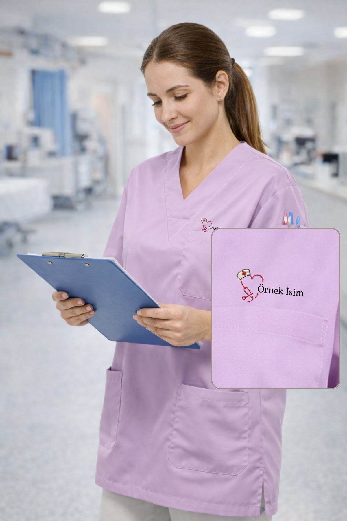 Kadın Scrubs Üst Forma Seti 5’li Paket | 4 Cepli Medikal Üst | Rahat ve Dayanıklı