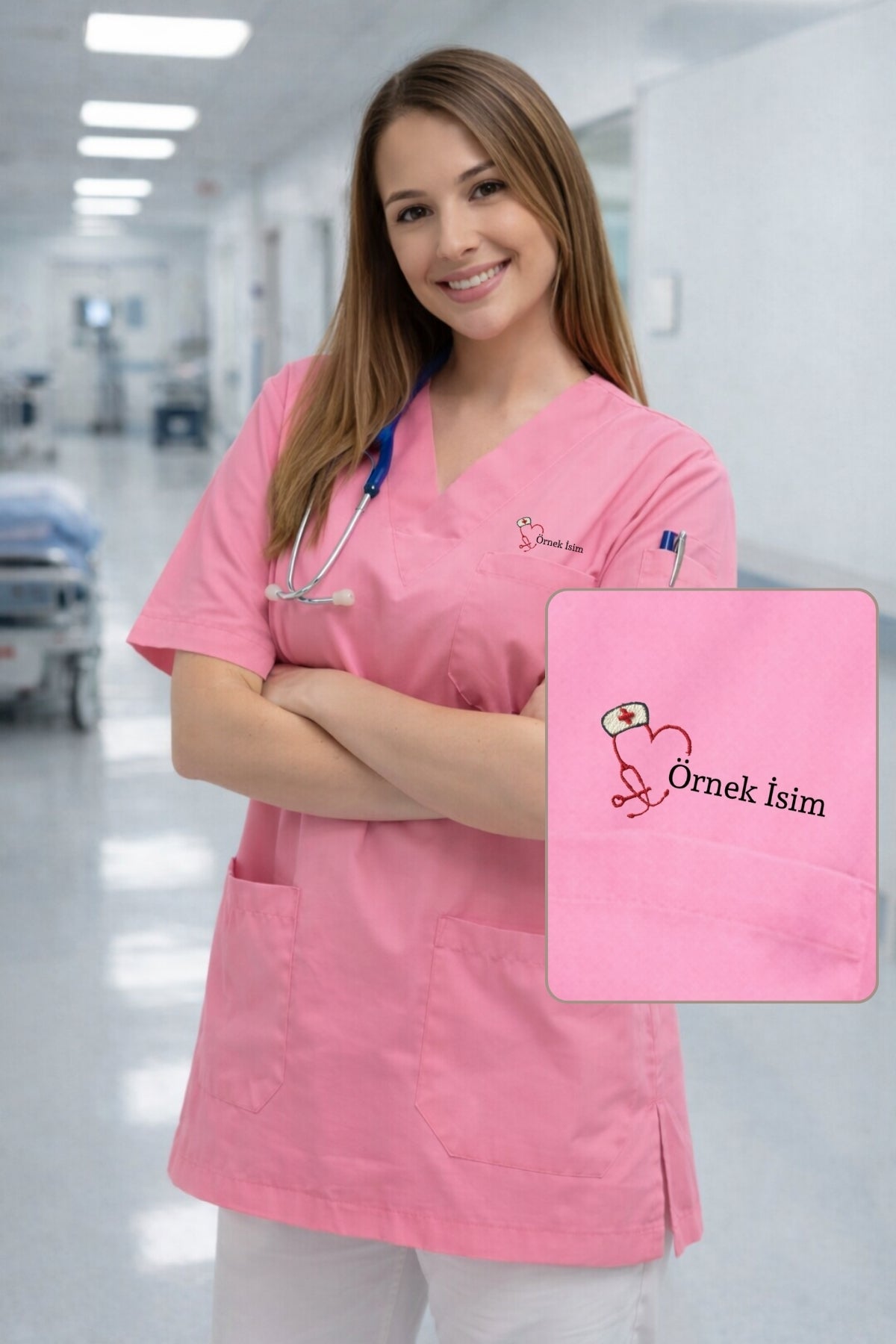 5'li Paket Tek Üst 4 Cepli Scrubs Forma