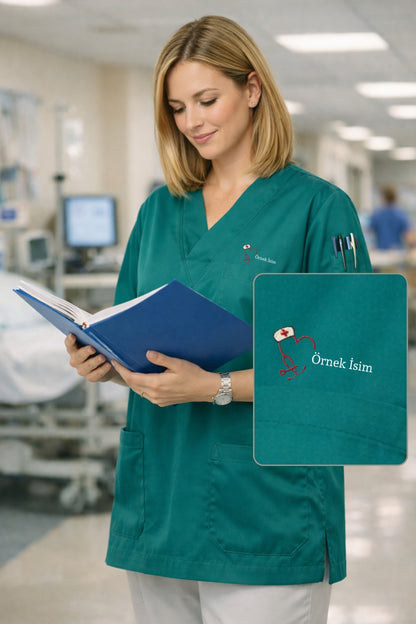 5'li Paket Tek Üst 4 Cepli Scrubs Forma