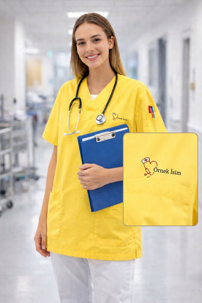 5'li Paket Tek Üst 4 Cepli Scrubs Forma