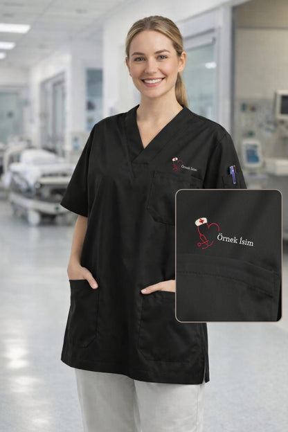 5'li Paket Tek Üst 4 Cepli Scrubs Forma