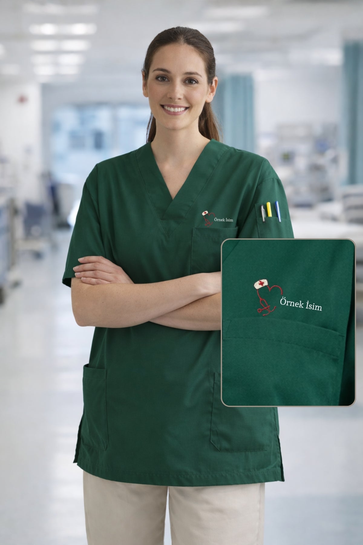 5'li Paket Tek Üst 4 Cepli Scrubs Forma