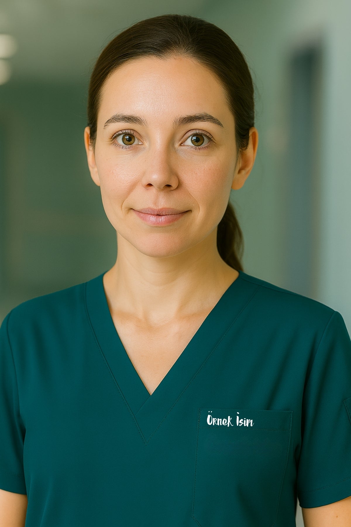 Kişiye Özel İsimli Tek Üst 4 Cepli Scrubs Forma - Petrol